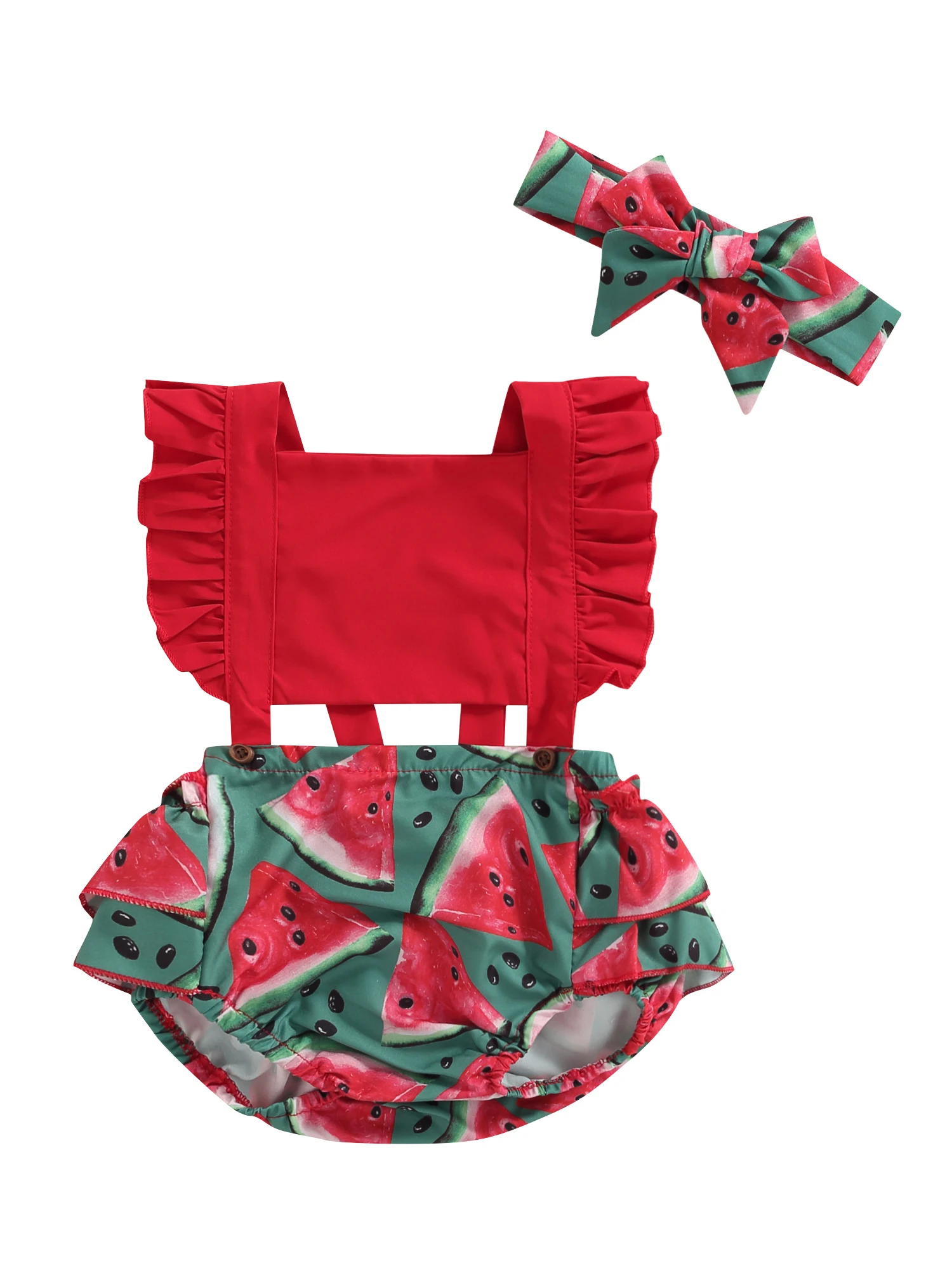 Infant Baby Girls Summer Casual Bodysuit Sleeveless Backless Watermelon Printed Bodysuit And Bow Headband Outfit 
Infant Baby Girls Summer Casual Bodysuit Sleeveless Backless Watermelon Printed Bodysuit And Bow Headband Outfit