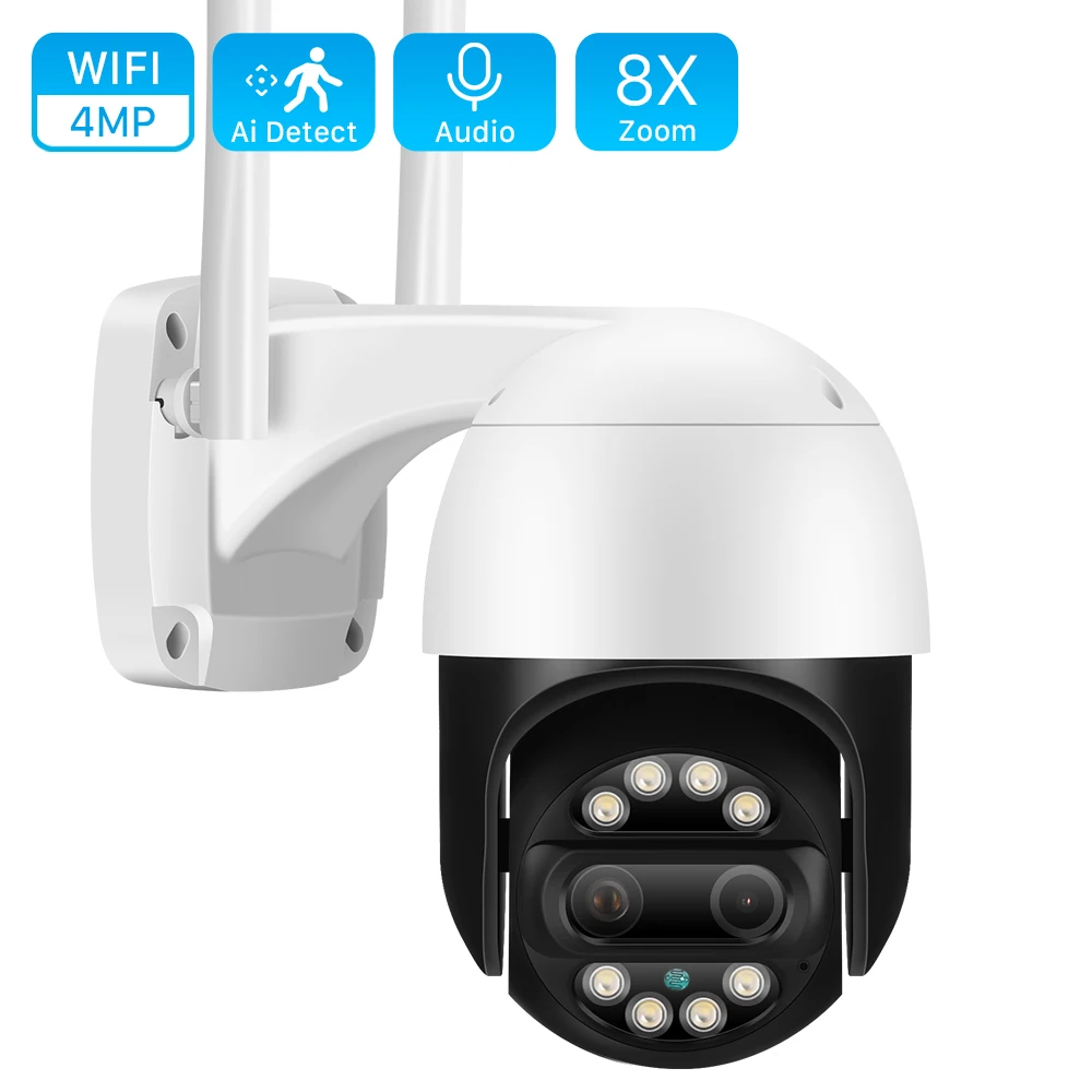 4MP 8X Zoom Wifi IP Camera Dual Lens 2.8mm + 12mm 80M Infrared Color Night Vision Ai Human Detect Outdoor CCTV Security Camera
4MP 8X Zoom Wifi IP Camera Dual Lens 2.8mm + 12mm 80M Infrared Color Night Vision Ai Human Detect Outdoor CCTV Security Camera