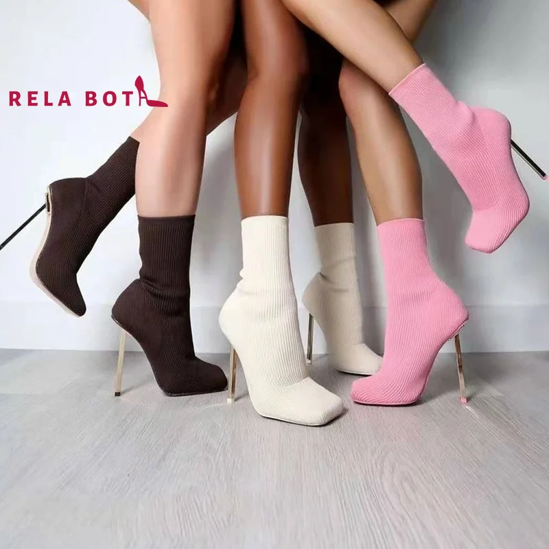 New Microfiber Square Toe Sexy Thin Heel Knitted Hosiery Boots Women' Large Stretch High Heel Middle Ankel Boots Sox Women Candy
New Microfiber Square Toe Sexy Thin Heel Knitted Hosiery Boots Women' Large Stretch High Heel Middle Ankel Boots Sox Women Candy