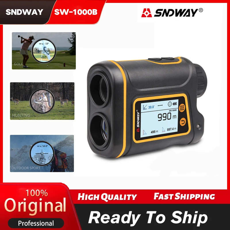 

SW-1000B 1000m LCD Rangefinder Telescope Digital Display Golf Hunting Rang Finder SNDWAY Speed Volume Flag Lock Distance Meter