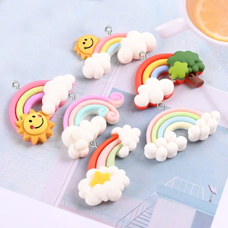 10Pcs Kawaii Rainbow Cloud Resin Charms Pendants for Jewelry Making DIY Handmade for Earring Necklace Keychain Accessories
10Pcs Kawaii Rainbow Cloud Resin Charms Pendants for Jewelry Making DIY Handmade for Earring Necklace Keychain Accessories