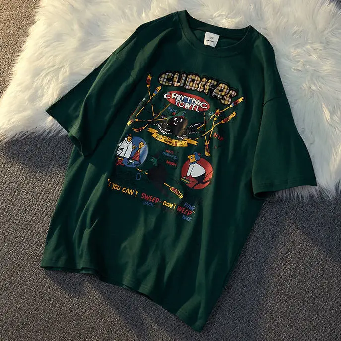 American style retro cartoon vaudeville short-sleeved T-shirts men and women oversizes summer loose casual couples y2k clothes
American style retro cartoon vaudeville short-sleeved T-shirts men and women oversizes summer loose casual couples y2k clothes