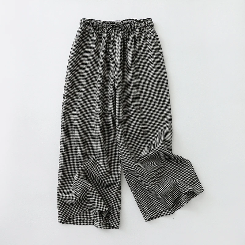 Брюки Limiguyue женские льняные в клетку, прямые повседневные штаны с поясом на резинке, с широкими штанинами, до щиколотки, с карманами, U386
Брюки Limiguyue женские льняные в клетку, прямые повседневные штаны с поясом на резинке, с широкими штанинами, до щиколотки, с карманами, U386