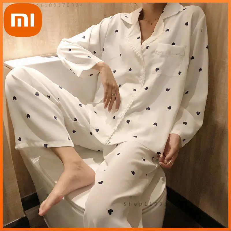 Xiaomi Homewear Sleepwear Women's Home Suit Winter Heart Print Sexy Pyjamas Loose White Pijama Femme Long Sleeve Pj Sets Autumn
Xiaomi Homewear Sleepwear Women's Home Suit Winter Heart Print Sexy Pyjamas Loose White Pijama Femme Long Sleeve Pj Sets Autumn