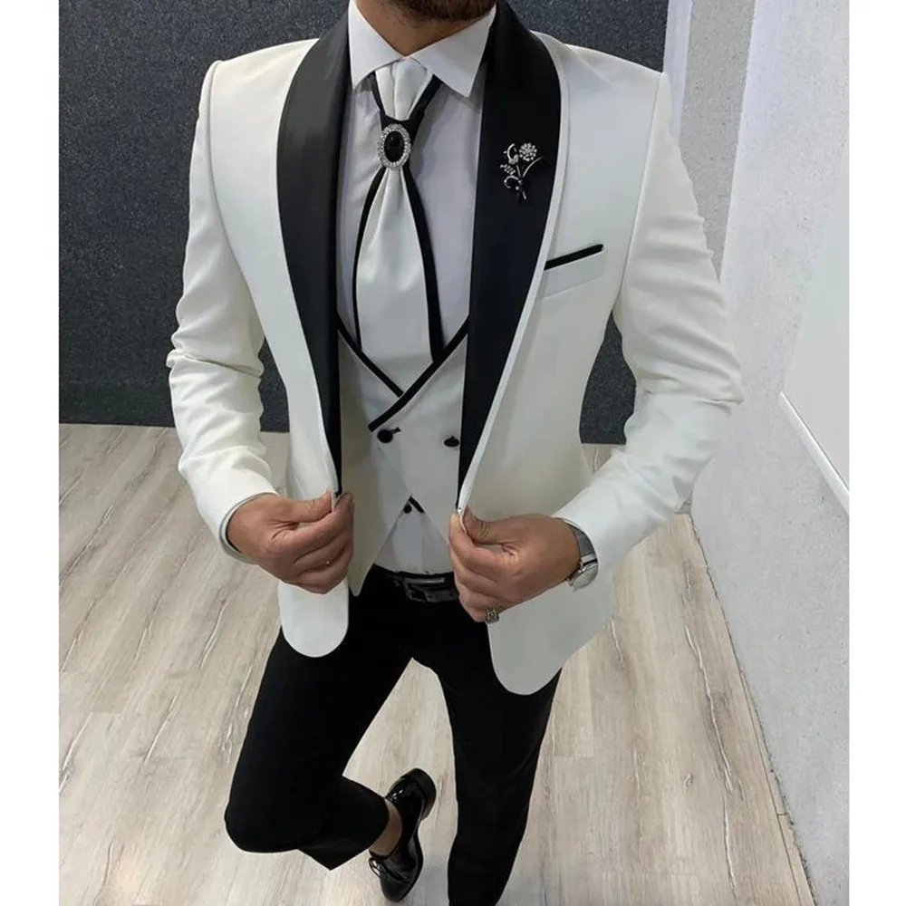 

Тонкий деловой костюм для жениха, Официальный Мужской костюм для выпускного вечера, 3 предмета (пиджак + брюки + жилет)