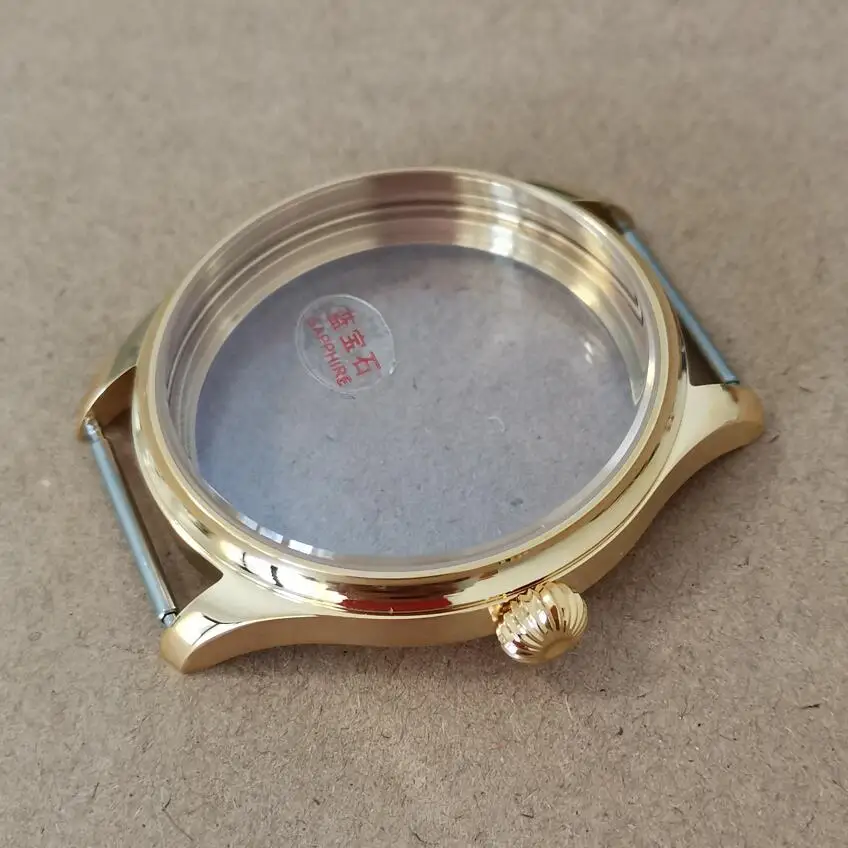 golden 44mm 316L Stainless steel watch case pumpkin shaped crown sapphire crystal Blue coating Manual mechanical watch case
golden 44mm 316L Stainless steel watch case pumpkin shaped crown sapphire crystal Blue coating Manual mechanical watch case