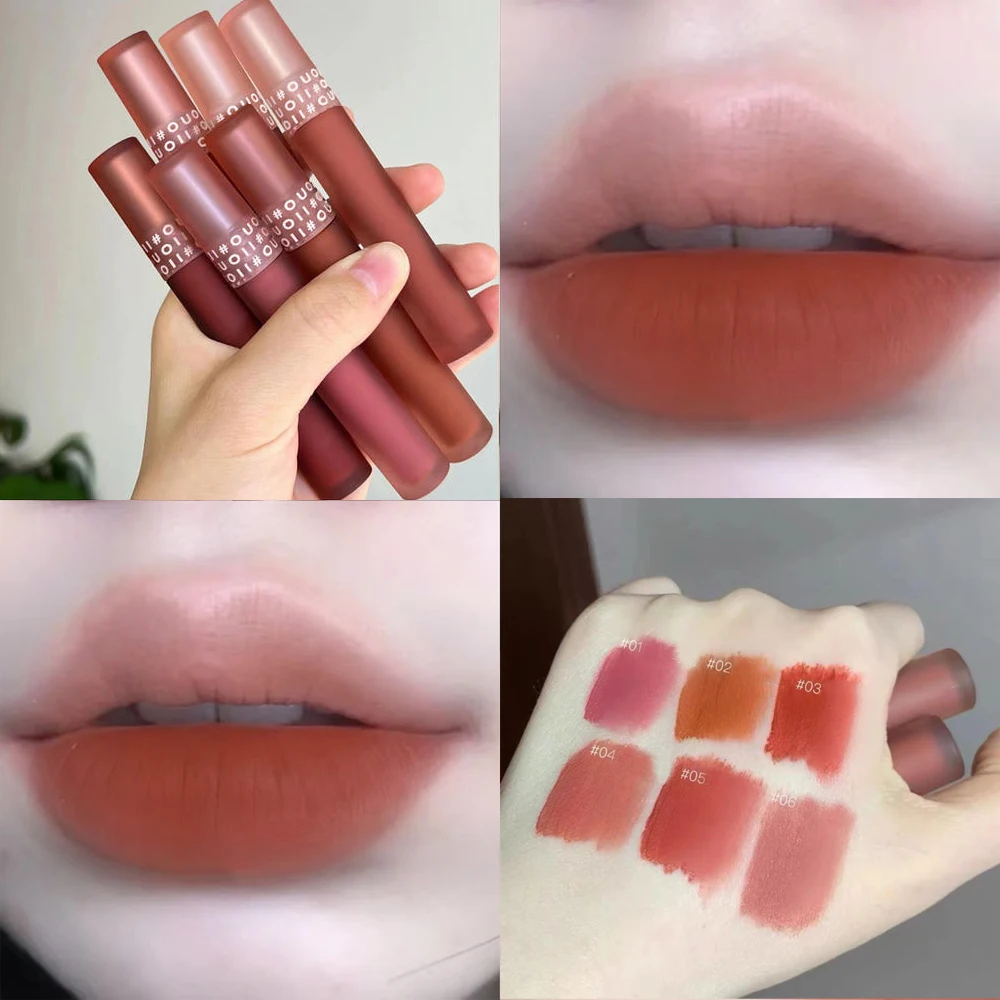 

Nude Liquid Lipsticks Waterproof 6 Colors Velvet Matte Lip Gloss Long Lasting Non-stick Cup Lip Tint Makeup Pigment Cosmetics