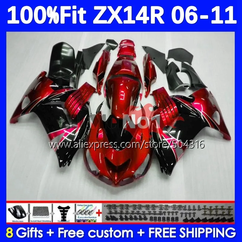 

OEM For KAWASAKI NINJA ZX 14R ZX-14R 78MC.11 ZX14R 06 07 08 09 10 11 ZZR1400 2006 2007 2008 2009 2010 2011 Fairing red glossy