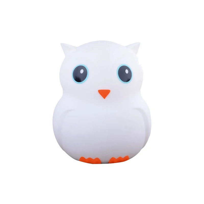 

New-Kids Night Light Cute Owl Colour Changing LED Animal Silicone Light With Remote USB Chargeable Nightlights For Childrens