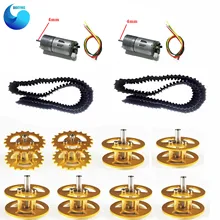 All-metal Bearing Wheels+ Driving Wheels+ Plastic Tracks+ Motors for Robot Tank Chassis Accessory Toy Parts