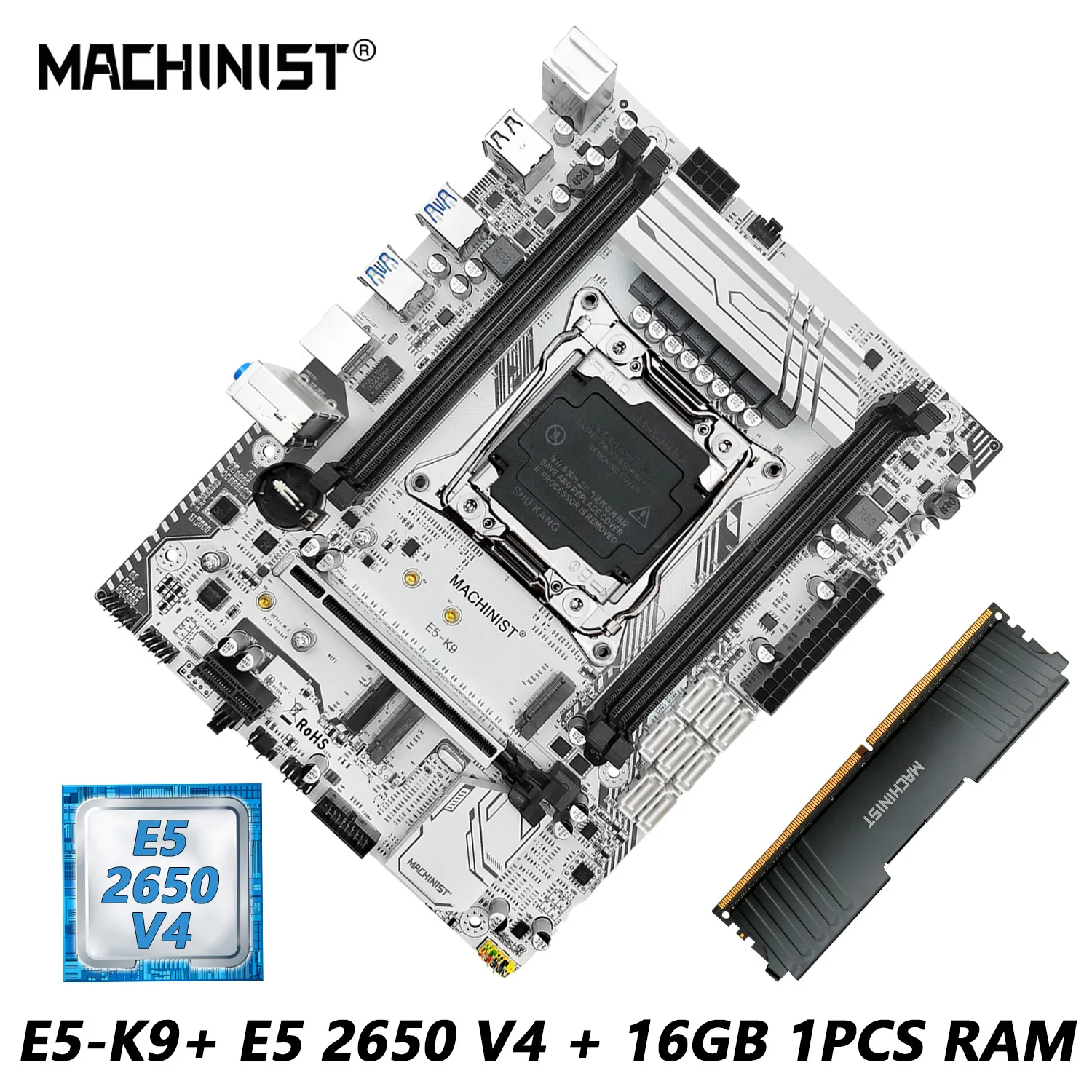 

MACHINIS X99 Motherboard Set Kit Intel Xeon E5 2650 V4 Processor LGA 2011-3 CPU + 16GB DDR4 2133MHz RAM Memory Combo USB3.0 K9