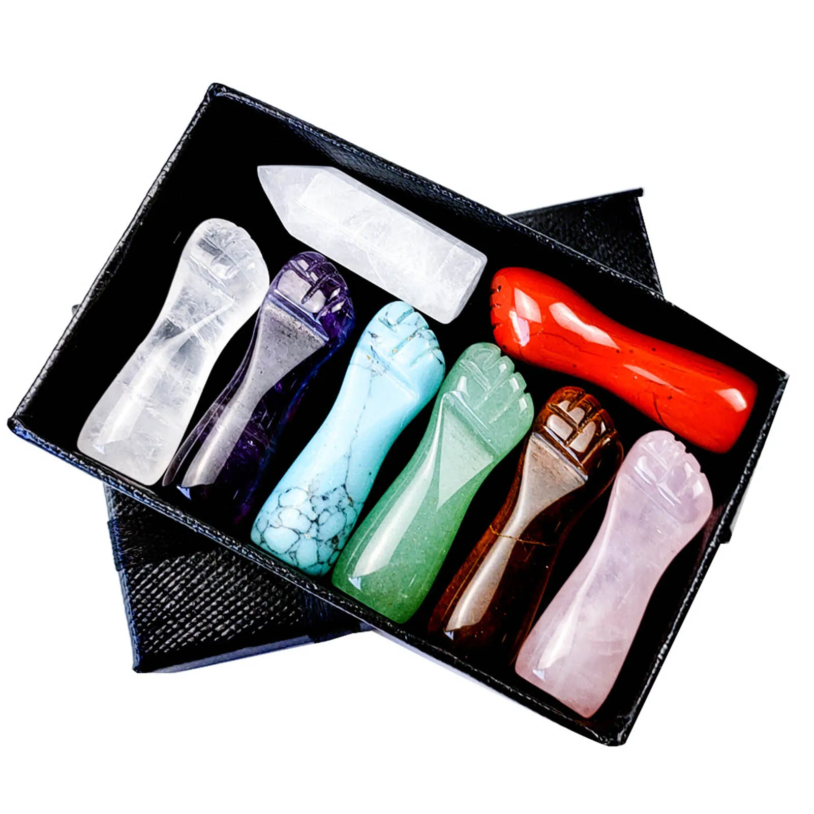 8Pcs Healing Crystals Set With 7 Fist-shape Chakra Crystals And 1 Hexagonal Column Stone Novel Chakra Stones For Yoga Home Decor
8Pcs Healing Crystals Set With 7 Fist-shape Chakra Crystals And 1 Hexagonal Column Stone Novel Chakra Stones For Yoga Home Decor