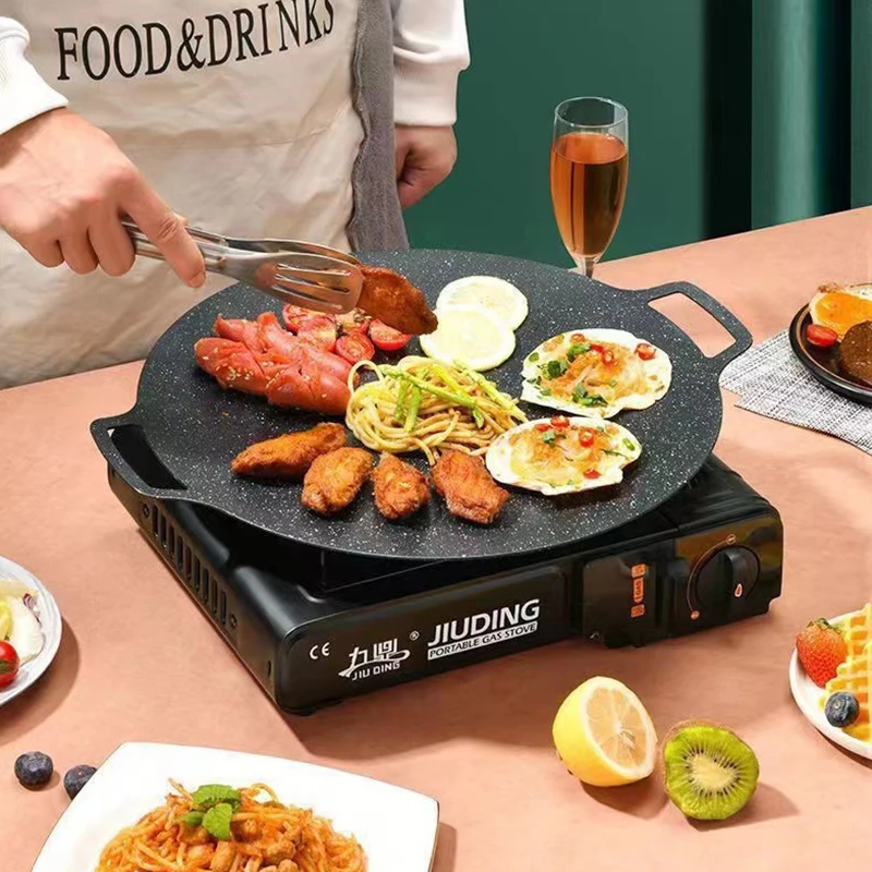 34cm Korean Nonstick Frying Pan Outdoor Cast Iron BBQ Plate Camping Grill Pan Barbecue Multifunction Frying Pan Fried Steak
34cm Korean Nonstick Frying Pan Outdoor Cast Iron BBQ Plate Camping Grill Pan Barbecue Multifunction Frying Pan Fried Steak