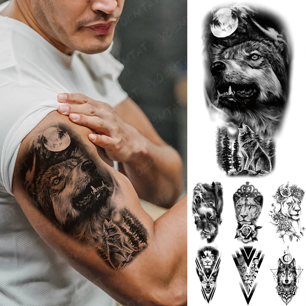 Waterproof Temporary Tattoo Sticker Forest Wolf Moon Flash Tatto Lion Tiger King Rose Flowers Body Art Arm Fake Tatoo Men Women
Waterproof Temporary Tattoo Sticker Forest Wolf Moon Flash Tatto Lion Tiger King Rose Flowers Body Art Arm Fake Tatoo Men Women