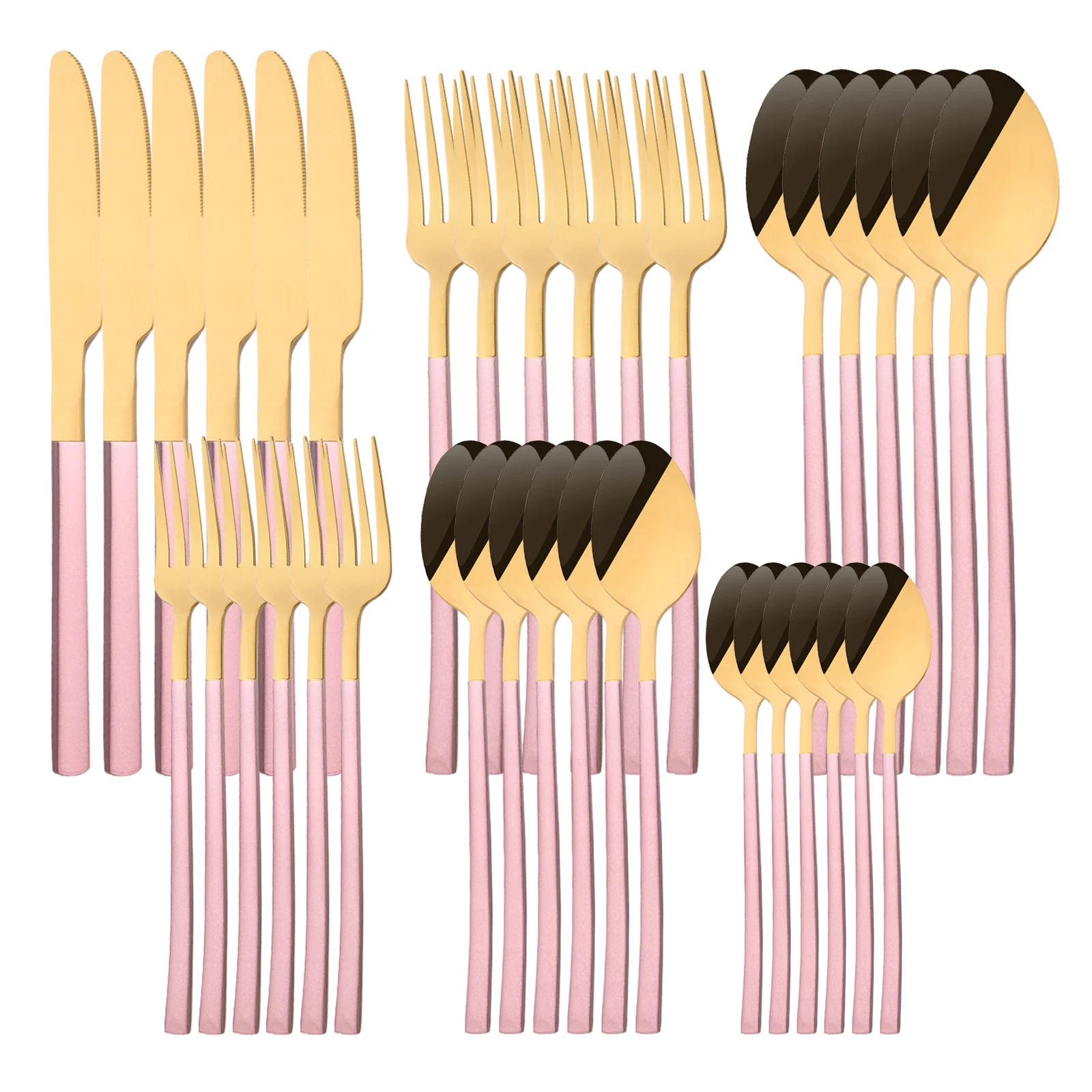 Набор столовых приборов из нержавеющей стали золотистого и розового цветов, 36 шт.
Набор столовых приборов из нержавеющей стали золотистого и розового цветов, 36 шт.