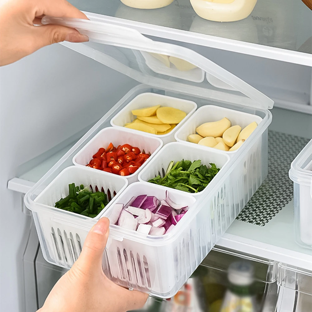 Compartment Fresh-keeping Boxes Transparent Plastic Drain Box Ginger Garlic Vegetable Organizer With Cover Food Packaging Box
Compartment Fresh-keeping Boxes Transparent Plastic Drain Box Ginger Garlic Vegetable Organizer With Cover Food Packaging Box