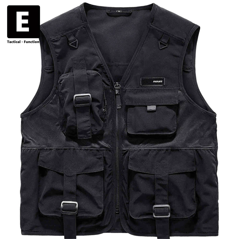 Black Cargo Vest Men Streetwear Techwear Sleeveless Jacket Male Multi-pocket Vest Fishing 
Black Cargo Vest Men Streetwear Techwear Sleeveless Jacket Male Multi-pocket Vest Fishing