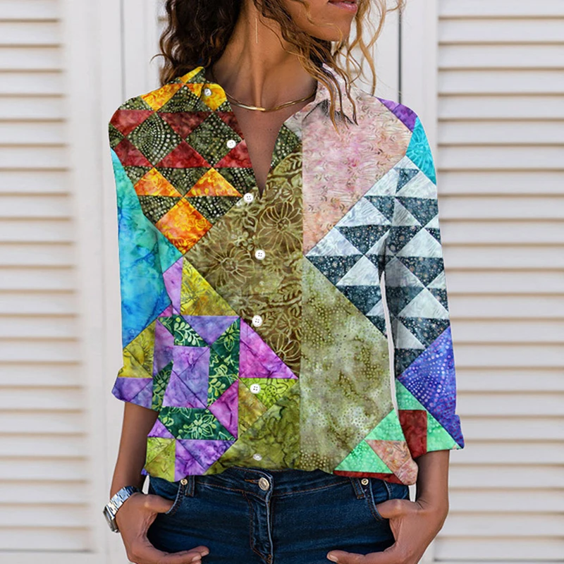 New Autumn Women Harajuku Shirts Long Sleeve Lapel 3D Printed Geometric Pattern Streewear Tops Female Casual Shirt Clothing
New Autumn Women Harajuku Shirts Long Sleeve Lapel 3D Printed Geometric Pattern Streewear Tops Female Casual Shirt Clothing