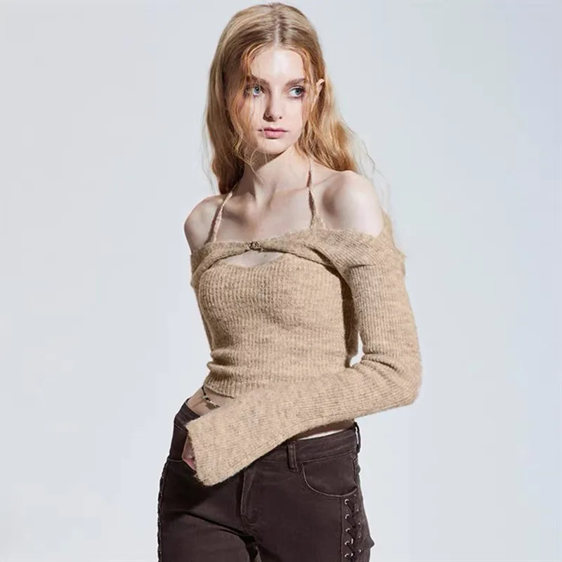 One Shoulder Crop Top Long Sleeve Knit Slim Fit T shirt Women Halter Tops 90s Style Daily Commuting Street Leisure Club Wear 
One Shoulder Crop Top Long Sleeve Knit Slim Fit T shirt Women Halter Tops 90s Style Daily Commuting Street Leisure Club Wear