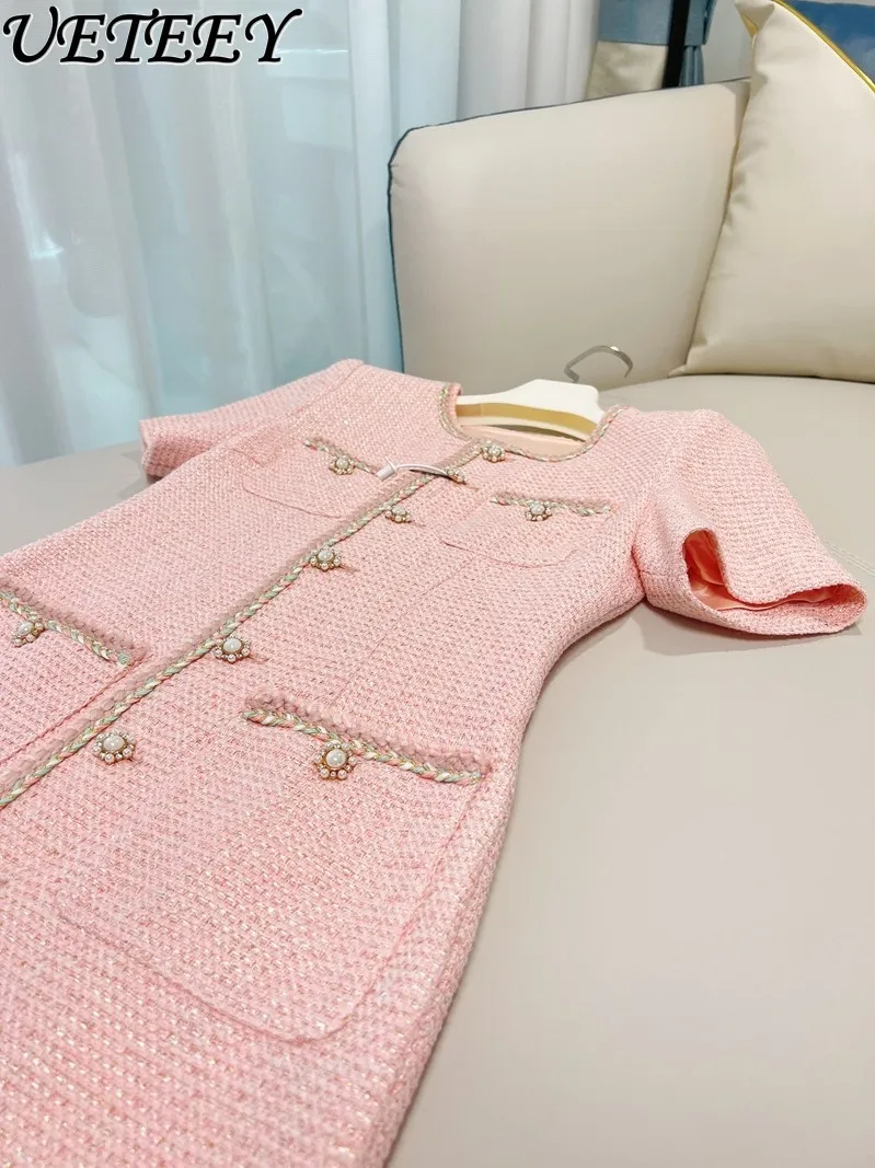 French Style Retro Luxury Pink Dress for Women 2023 Summer Dress New Fashion Socialite Style High-End Slim Elegant A- Line Dress
French Style Retro Luxury Pink Dress for Women 2023 Summer Dress New Fashion Socialite Style High-End Slim Elegant A- Line Dress