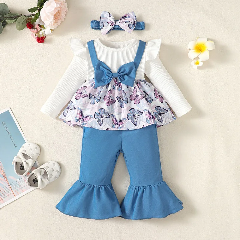 Newborn Baby Girl Clothes Set Long Sleeves Butterfly Printed Top+Solid Color Flared Pants Infant Fashion Spring Autumn Suit
Newborn Baby Girl Clothes Set Long Sleeves Butterfly Printed Top+Solid Color Flared Pants Infant Fashion Spring Autumn Suit
