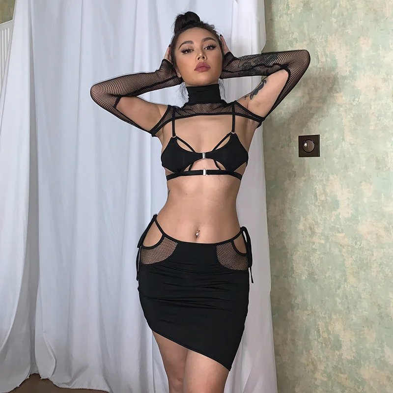 Черная Женская одежда Zabrina из двух предметов, однотонный сексуальный укороченный Топ без бретелек, с длинным рукавом и сетчатым верхом
Черная Женская одежда Zabrina из двух предметов, однотонный сексуальный укороченный Топ без бретелек, с длинным рукавом и сетчатым верхом