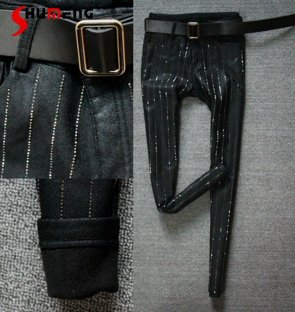 European 2022 Winter New Fashion Streetwear Fleeced Silver Striped Trousers Women Trendy Casual Rhinestone Elastic Skinny Pants 
European 2022 Winter New Fashion Streetwear Fleeced Silver Striped Trousers Women Trendy Casual Rhinestone Elastic Skinny Pants