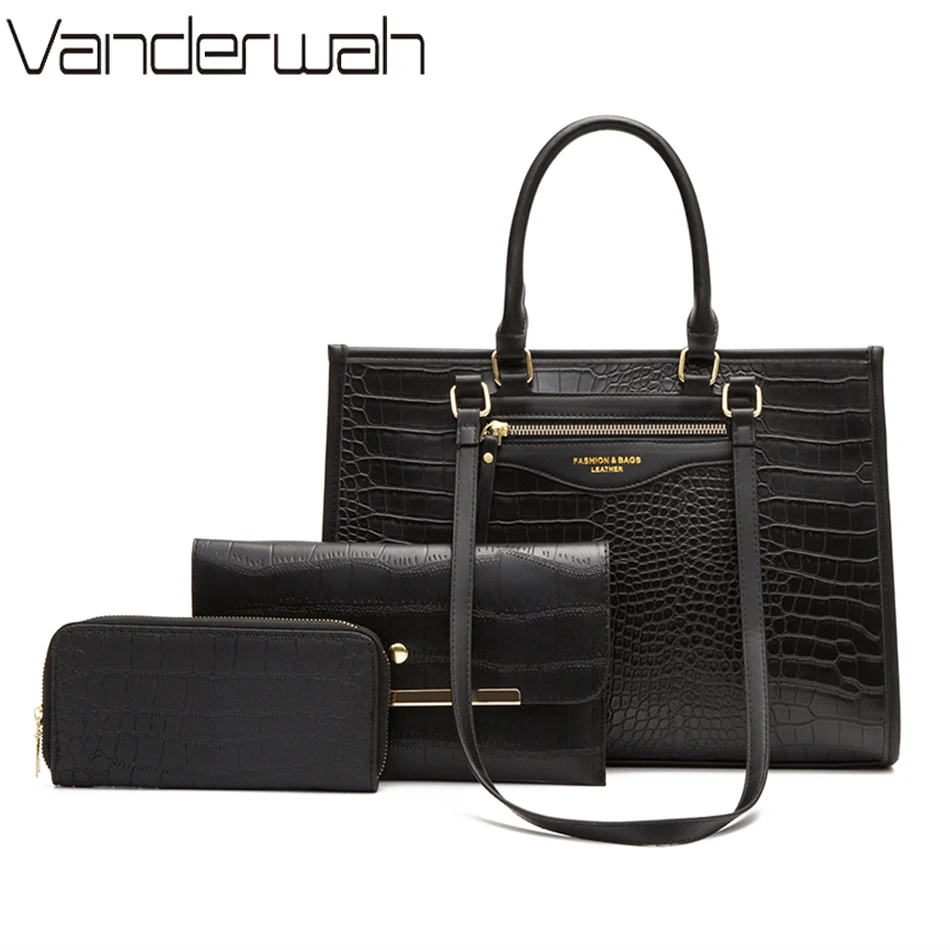 3 Pcs/sets Crocodile Leather Casual Tote Vintage Luxury Brand Design Shoulder Crossbody Shopper Bag Large Capacity Lady Handbags
3 Pcs/sets Crocodile Leather Casual Tote Vintage Luxury Brand Design Shoulder Crossbody Shopper Bag Large Capacity Lady Handbags