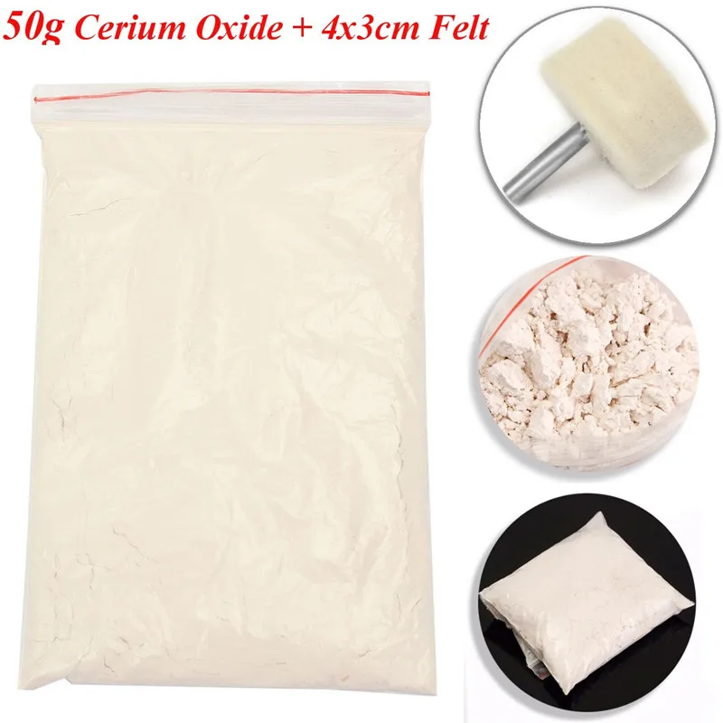 50g Cerium Oxide Powder Glass Polishing Kit + Felt For Car Windscreen Wiper Scratch Remover Watch Glass Repair Cleaning Tool
50g Cerium Oxide Powder Glass Polishing Kit + Felt For Car Windscreen Wiper Scratch Remover Watch Glass Repair Cleaning Tool