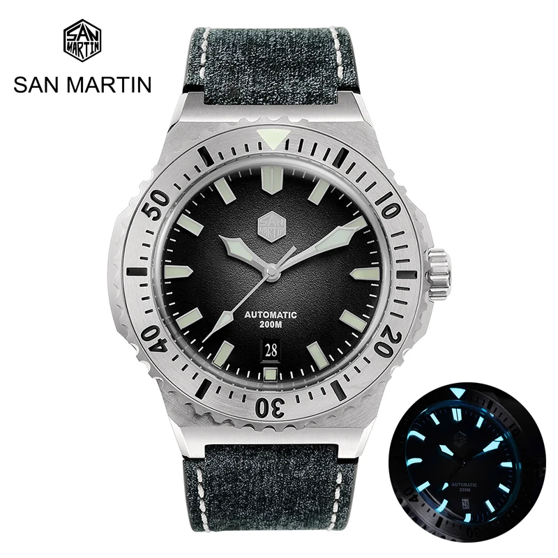 

San Martin New Mens Diver Watch Sapphire Crystal 200M Waterproof BGW-9 Luminous PT5000 SW200 Movement Automatic Mechanical Watch