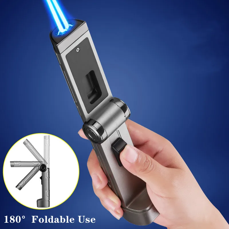 New Folding Dual Flame Torch Butane Gas Lighter Metal Outdoor Windproof Strong Jet Cycle Use BBQ Cooking Baking Cigar Lighter
New Folding Dual Flame Torch Butane Gas Lighter Metal Outdoor Windproof Strong Jet Cycle Use BBQ Cooking Baking Cigar Lighter