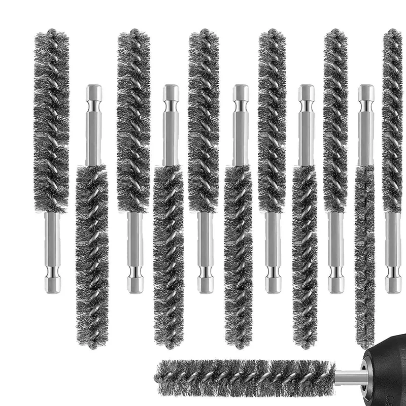 Stainless Steel Bore Brush Stainless Steel Bristles Wire Brush for Power Drill with Hex Shank Handle 12 Pcs
Stainless Steel Bore Brush Stainless Steel Bristles Wire Brush for Power Drill with Hex Shank Handle 12 Pcs