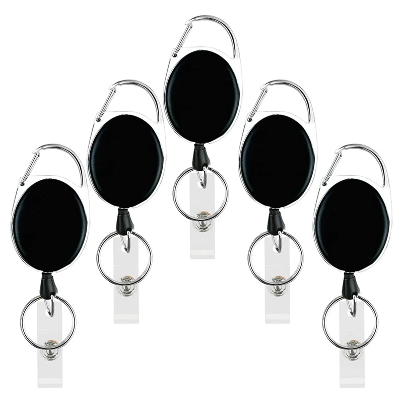 5 Pack Heavy Duty Retractable Badge Reel Id Card Holder With Clip And Keyring Carabiner Keychain With Belt Clip Black
5 Pack Heavy Duty Retractable Badge Reel Id Card Holder With Clip And Keyring Carabiner Keychain With Belt Clip Black