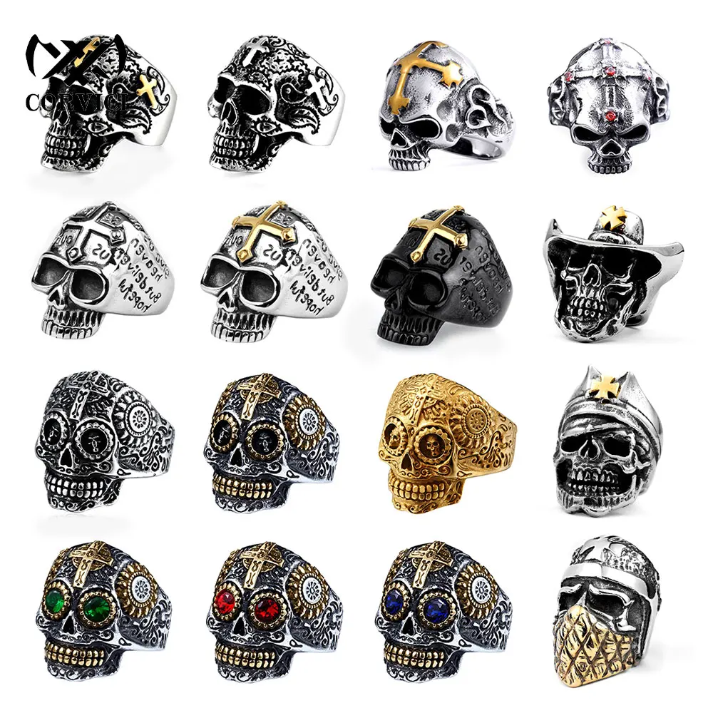 CORVICI Brand Skull With Cross Punk Vintage Gothic Aesthetic Retro Stainless Steel Biker Accessories Jewelry Rings for Women Men
CORVICI Brand Skull With Cross Punk Vintage Gothic Aesthetic Retro Stainless Steel Biker Accessories Jewelry Rings for Women Men