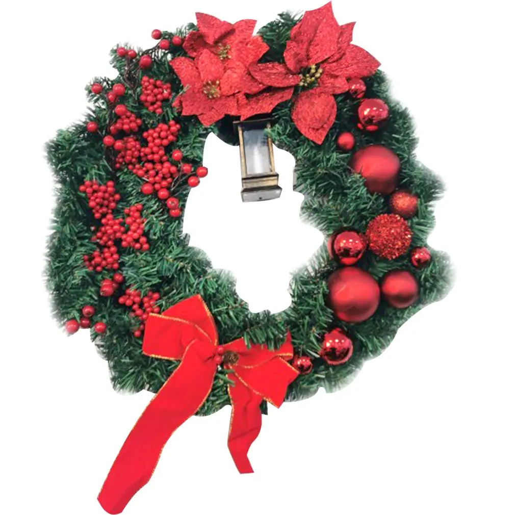 

Simulation Wreath Christmas Front Door with Bow-knot Thanksgiving Garlands Sacred Hanging Ornament Christmas Home Decoration