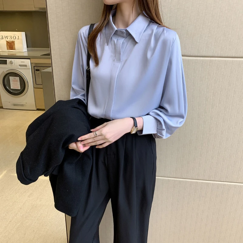 Woman Solid Top Elegant Shirts Female Fashion Lapel Top Ladies Loose Long Sleeve Shirt Casual Vintage Street Blouse Blusas G11
Woman Solid Top Elegant Shirts Female Fashion Lapel Top Ladies Loose Long Sleeve Shirt Casual Vintage Street Blouse Blusas G11