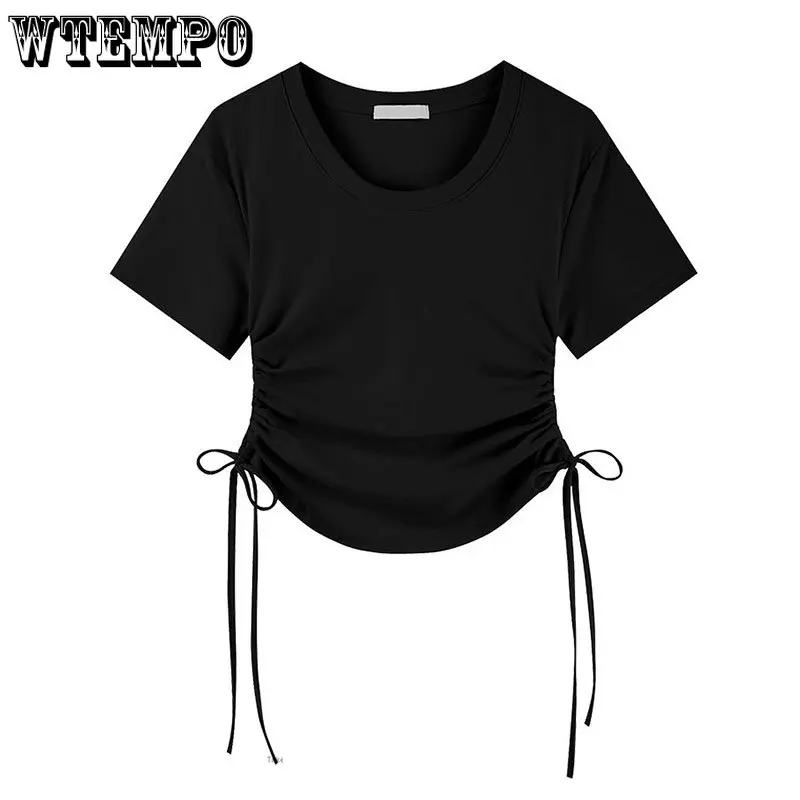 Shirring Orthoshoulder T-shirt Women Short Top Round Neck Solid Color Simple Casual Office Lady Korean Fashion Summer Wholesale
Shirring Orthoshoulder T-shirt Women Short Top Round Neck Solid Color Simple Casual Office Lady Korean Fashion Summer Wholesale