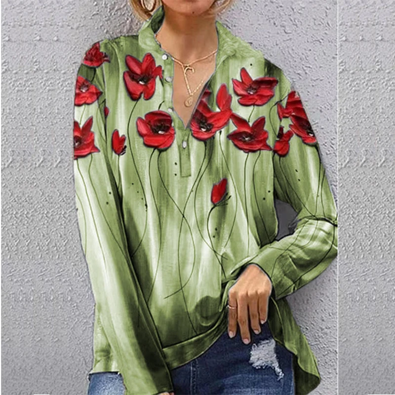 Women Spring Blouse Loose Female Long Sleeve Shirts Casual Top 3D Printed T-shirt Single Breasted Turn-down Collar Female Tops
Women Spring Blouse Loose Female Long Sleeve Shirts Casual Top 3D Printed T-shirt Single Breasted Turn-down Collar Female Tops