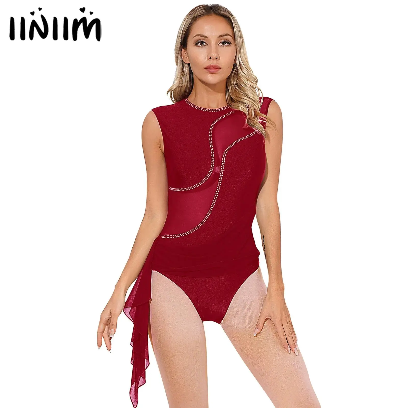 Womens Ballet Lyrical Dancewear Gymnastics Acrobatics Leotard Costume Shiny Rhinestone Leotard Sheer Figure Skating Jumpsuit
Womens Ballet Lyrical Dancewear Gymnastics Acrobatics Leotard Costume Shiny Rhinestone Leotard Sheer Figure Skating Jumpsuit