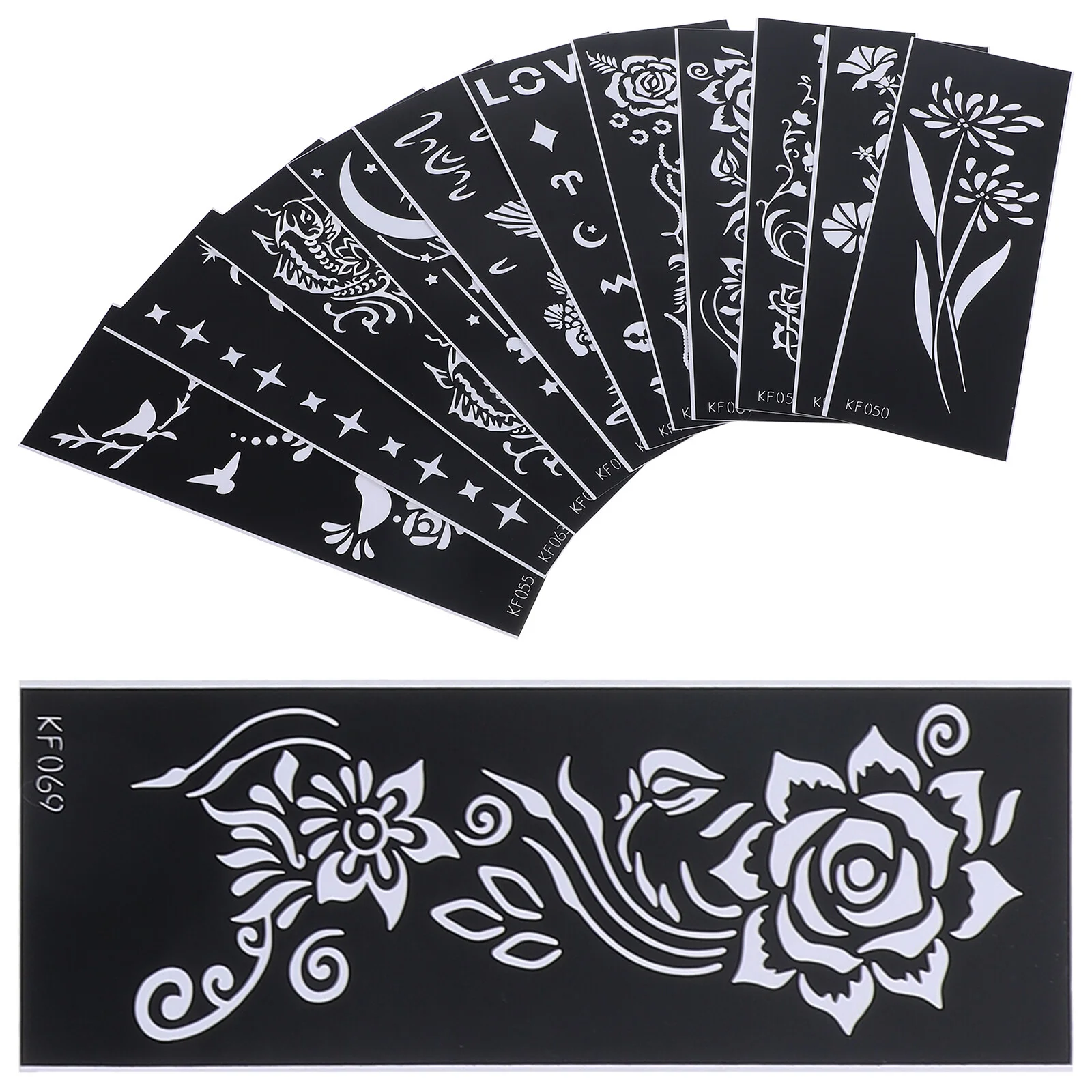 

12 Sheets Compact Stencils Daily Tattoos Templates Floral Supply Flower Accessories Small Delicate