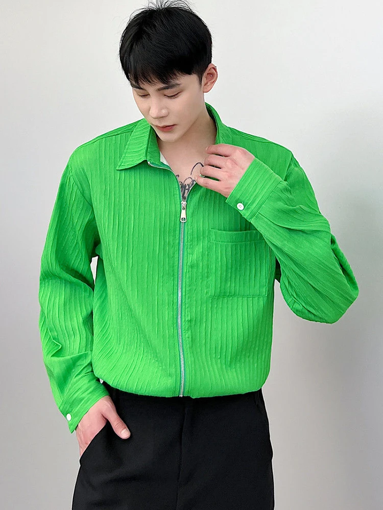 Korean Summer Men's Shirt Long Sleeve Corrugated Fabric Zipper Design 2022 New Fashion Solid Color Temperament T3147
Korean Summer Men's Shirt Long Sleeve Corrugated Fabric Zipper Design 2022 New Fashion Solid Color Temperament T3147