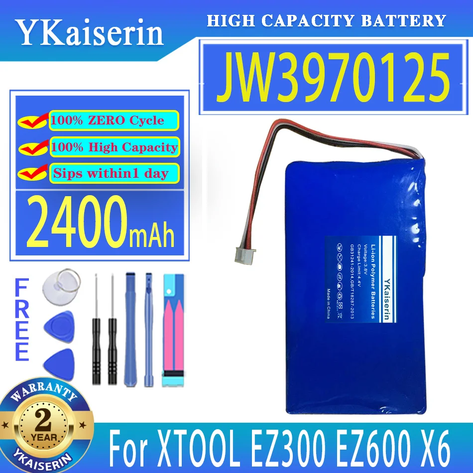 

YKaiserin 2400mAh Replacement Battery JW3970125 For XTOOL OBD2 OBD 2 EZ300 EZ600 X6 P52 PS2 PS70 Pro PS70Pro PS80 Car Diagnostic