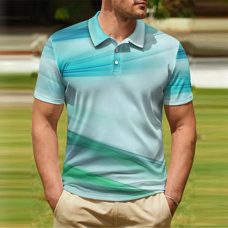 

Men's Polo Shirt Golf Shirt Graphic Prints Linear Turndown Red Outdoor Street Short Sleeves