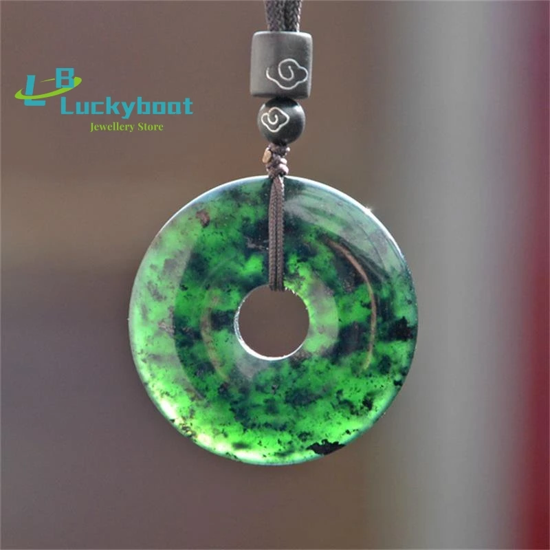Natural Black Green Hetian Stone Doughnut Carved Jade Pendant Necklace Chinese Jadeite Jewelry Charm Amulet Gifts for Women Men
Natural Black Green Hetian Stone Doughnut Carved Jade Pendant Necklace Chinese Jadeite Jewelry Charm Amulet Gifts for Women Men