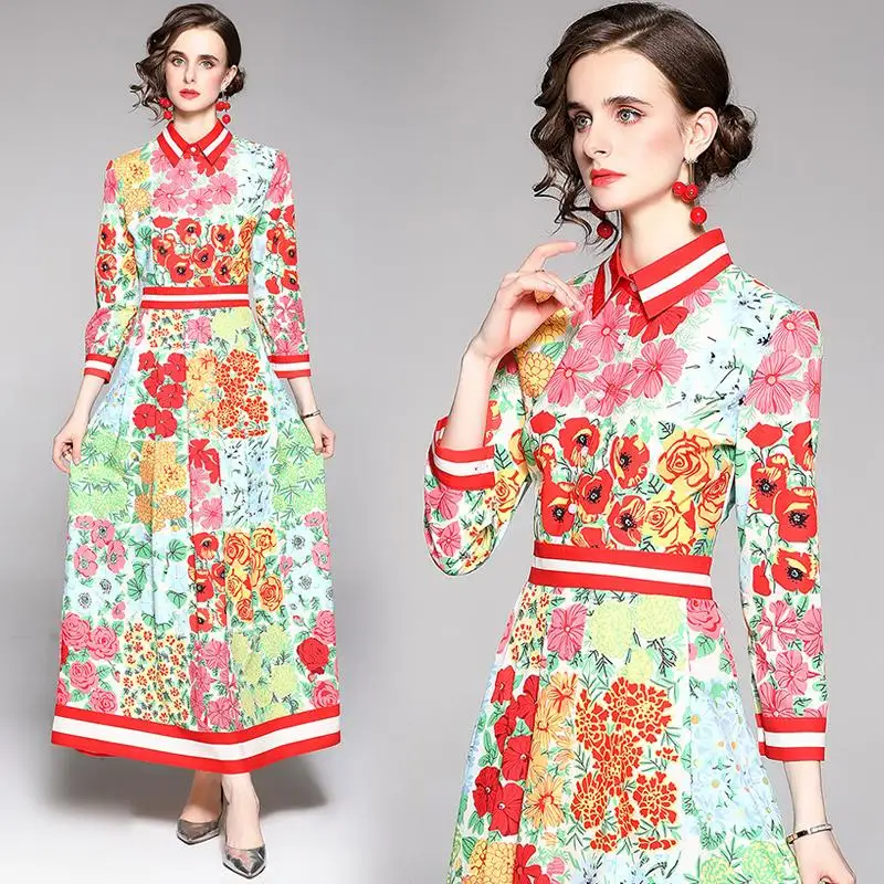 French Romantic Colorful Flower Women Spring Summer Dresses Temperamental Corest Waist Wrist Sleeve Robe Occident Party Vestidos
French Romantic Colorful Flower Women Spring Summer Dresses Temperamental Corest Waist Wrist Sleeve Robe Occident Party Vestidos