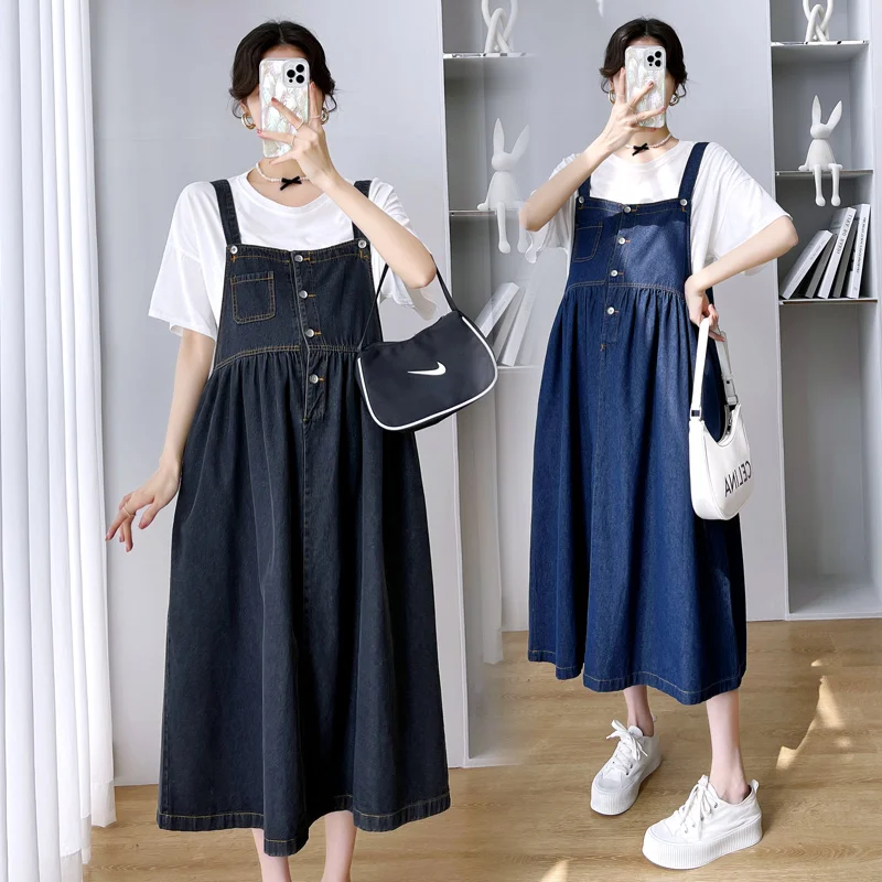 2812# Summer Casual Denim Maternity Bib Dress White Tees Sets Loose Dress Suits Clothes for Pregnant Women OL Work Pregnancy
2812# Summer Casual Denim Maternity Bib Dress White Tees Sets Loose Dress Suits Clothes for Pregnant Women OL Work Pregnancy