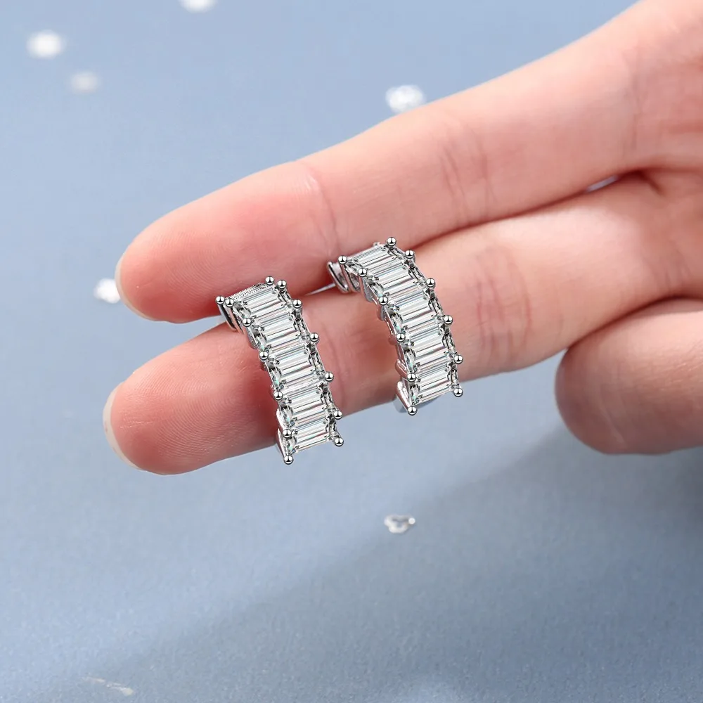 Real 925 Sterling Silver European American Square Diamond Earrings Sweet Temperament Row Set Diamonds Orecchini Earring
Real 925 Sterling Silver European American Square Diamond Earrings Sweet Temperament Row Set Diamonds Orecchini Earring
