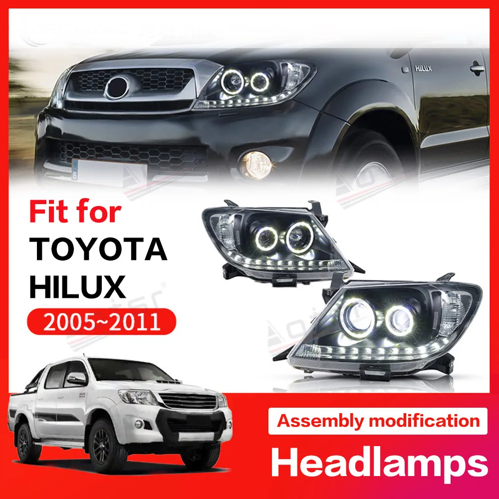 

DRL Lamps Headlight For Toyota Hilux 2005 - 2011 Car Accessory Modification LED Auto Light Assembly Front Headlamp