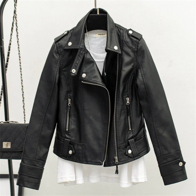 Short Black PU Jacket Spring Autumn Women Slim Fashion Motorcycle Leather Jacket Casual Wild Coat
Short Black PU Jacket Spring Autumn Women Slim Fashion Motorcycle Leather Jacket Casual Wild Coat