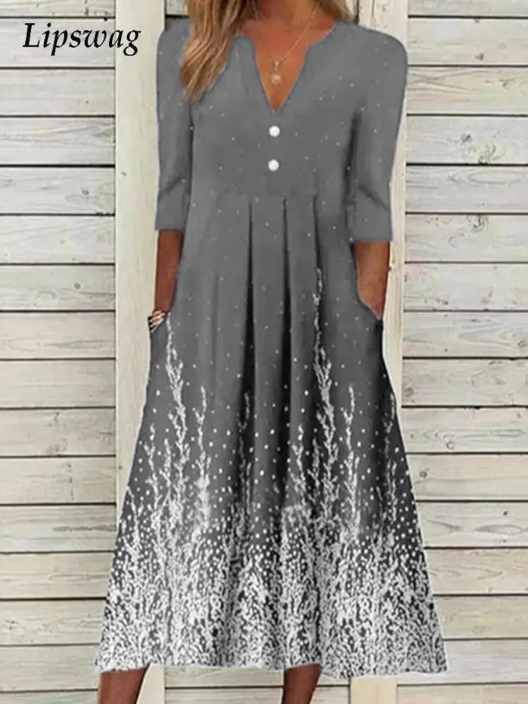 Women V-Neck Button Midi A-Line Dress Elegant Solid Shiny Printed Pleated Dresses Office Female Casual Half Sleeve Commute Dress
Women V-Neck Button Midi A-Line Dress Elegant Solid Shiny Printed Pleated Dresses Office Female Casual Half Sleeve Commute Dress
